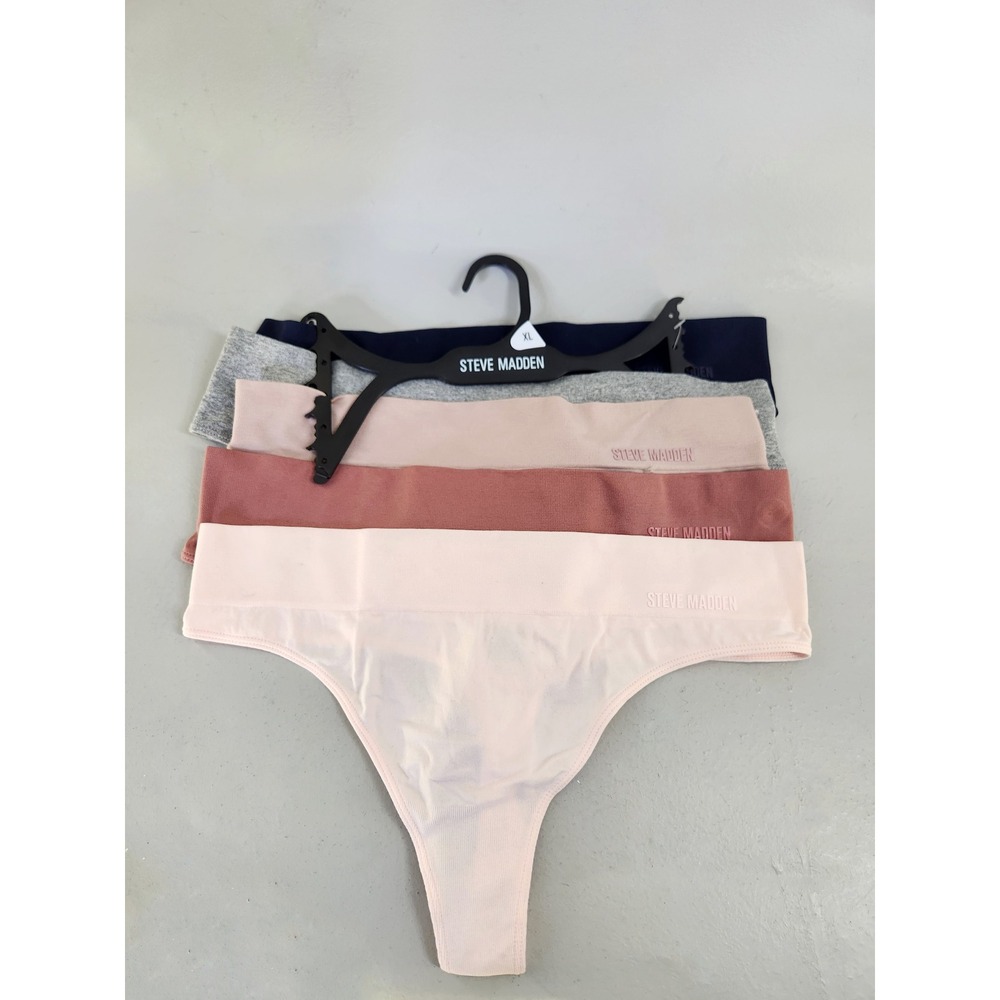 Steve Madden 5 Pack Thong Underwear Women XL Multicolor Seamless Classic